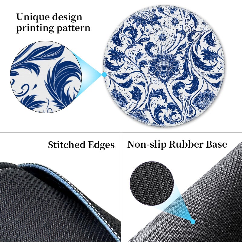 Hancynir Floral Flower Mouse Pad for Desk, Small Cute Mousepad with Non-Slip Base, Round Mouse Pads for Wireless Mouse Laptop Gaming, Computer Mouse Mat for Office Decor Desk Accessories Supplies - Image 5